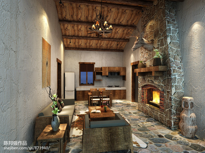 浙江麗水大山峰度假民宿-裝修設(shè)計效果圖-陳邦強設(shè)計師作品-設(shè)計本