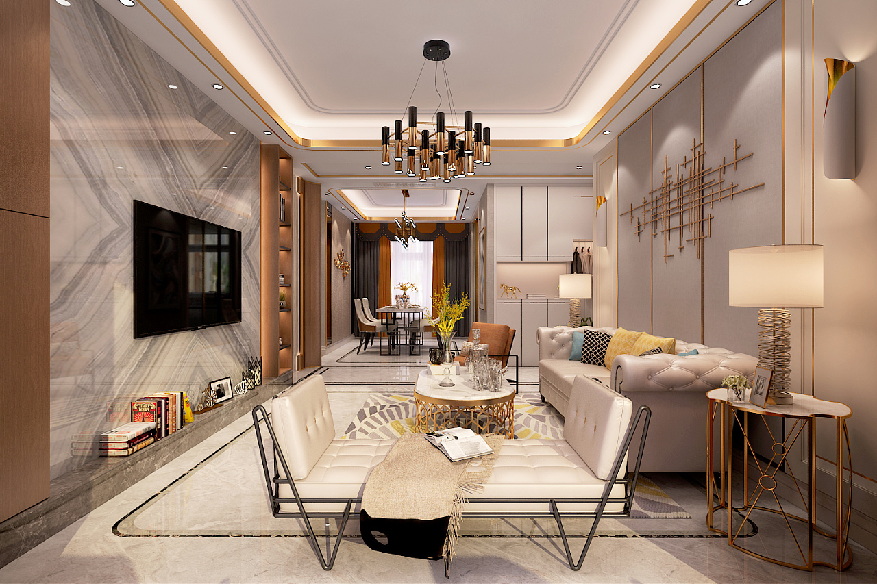 【保定金舍裝飾】未來花郡137平港式輕奢風(fēng)格效果圖 |空間|家裝設(shè)計(jì)|